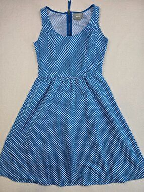 Anthropologie Maeve Blue & White Polka Dot Sleeveless Dress S